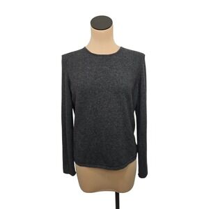 Ann Taylor 100% 2-Ply Cashmere Sweater Womens Large Gray Pullover Knit Crewneck